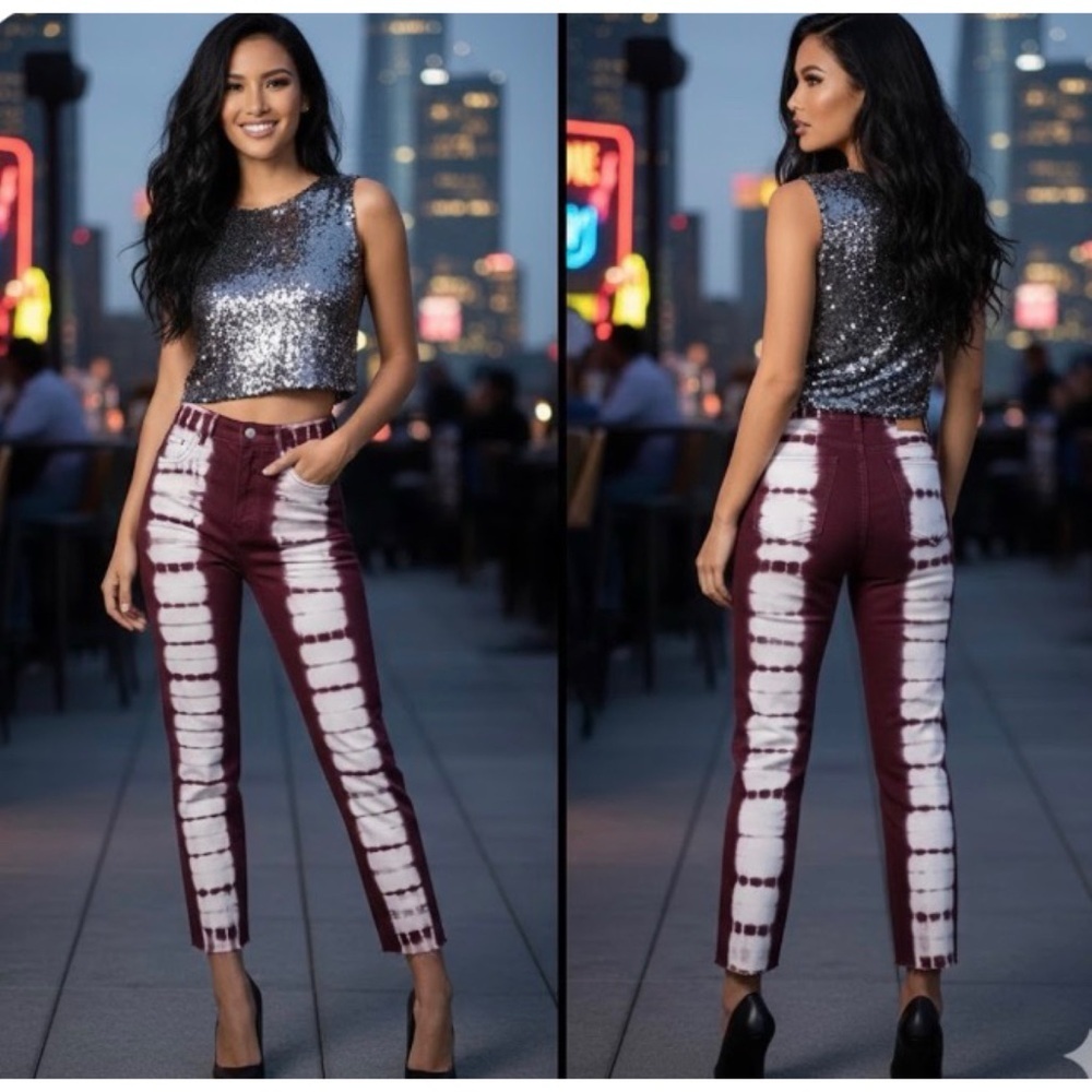 PacSun Eco Raspberry Tie Dye High Waisted Straight Leg Jeans Size 26 (NWOT)